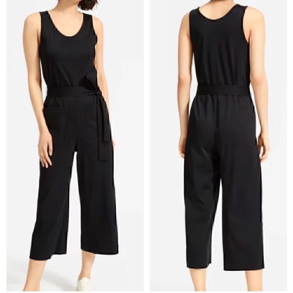 NWT Everlane The Luxe Cotton Jumpsuit Black Medium Sustainable - Picture 1 of 7